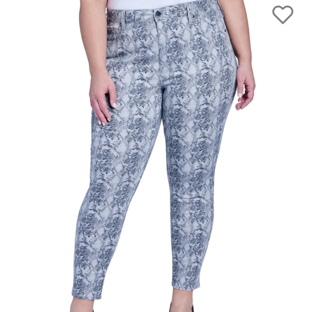 Seven7 Plus Tummyless High Rise Snakeskin  Print Skinny Jeans
